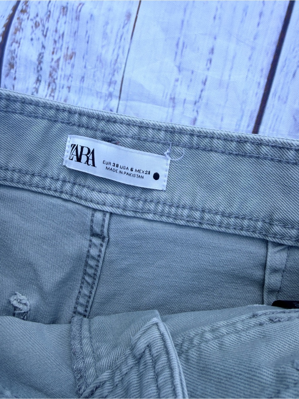 Zara Wide Leg Pants Marine Straight Women’s Green Size 6 Minimalist Chic Casual - Picture 2 of 13